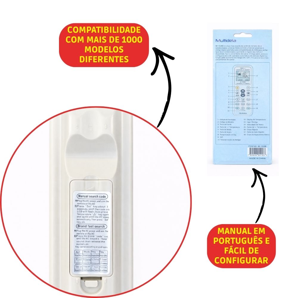 Controle Remoto Universal para Ar-Condicionado Multideia