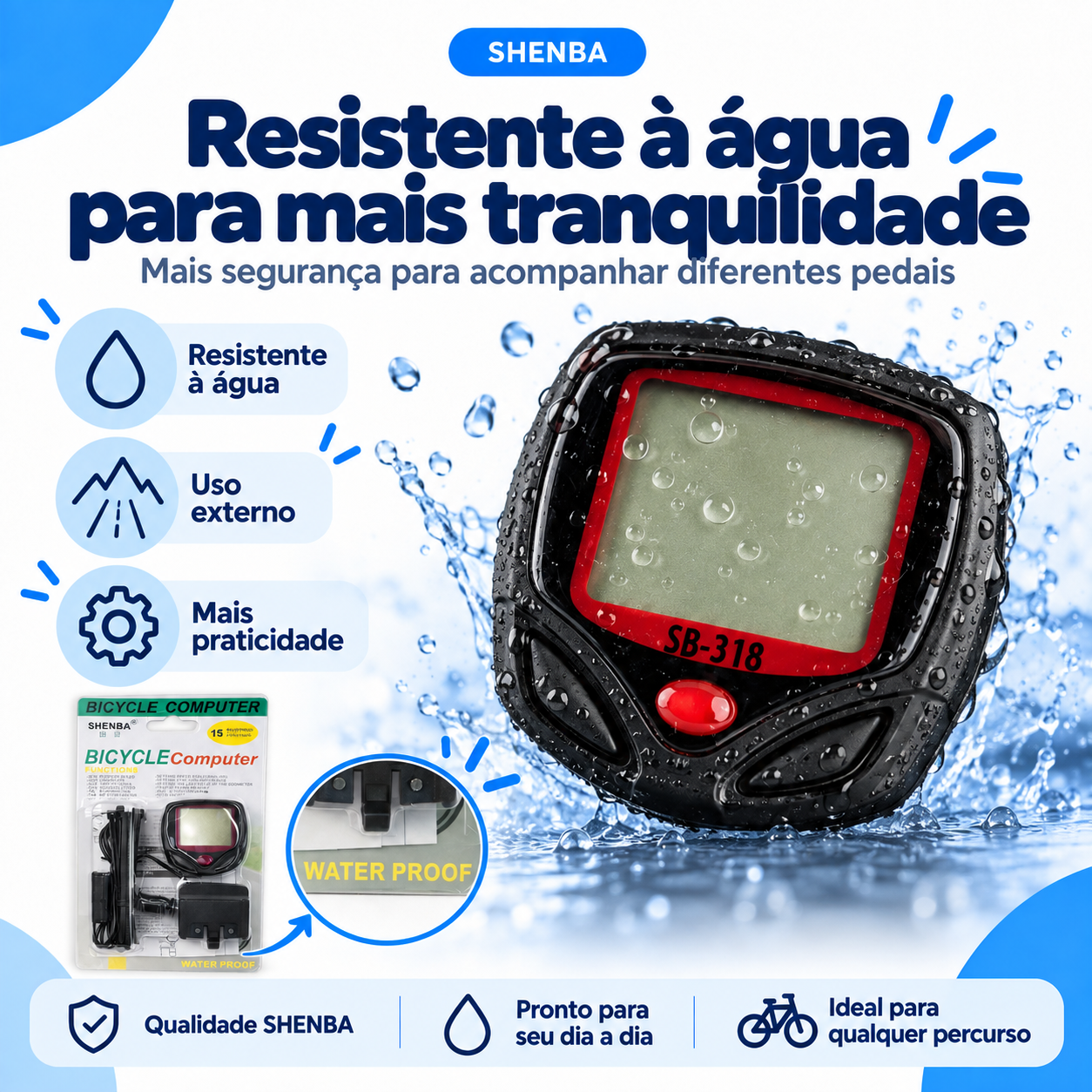Odômetro Shenba para Bicicleta e Monitoramento de Percurso