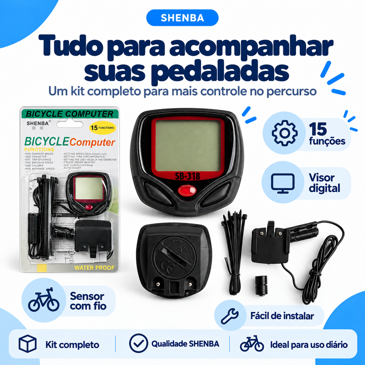 Odômetro Shenba para Bicicleta e Monitoramento de Percurso