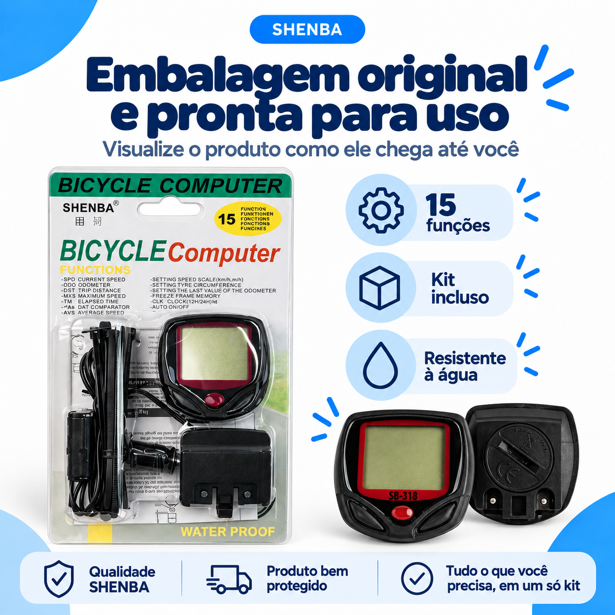 Odômetro Shenba para Bicicleta e Monitoramento de Percurso