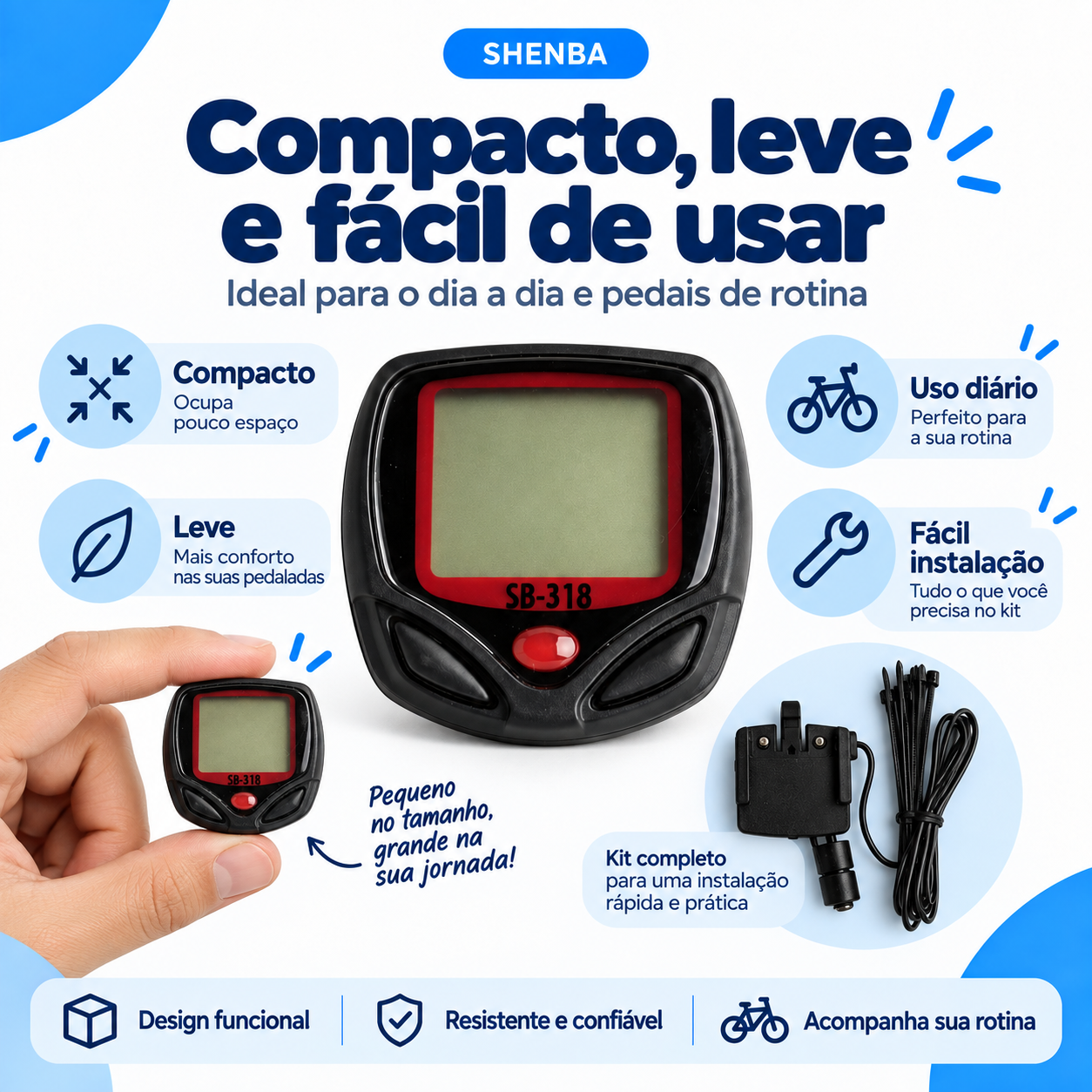 Odômetro Shenba para Bicicleta e Monitoramento de Percurso