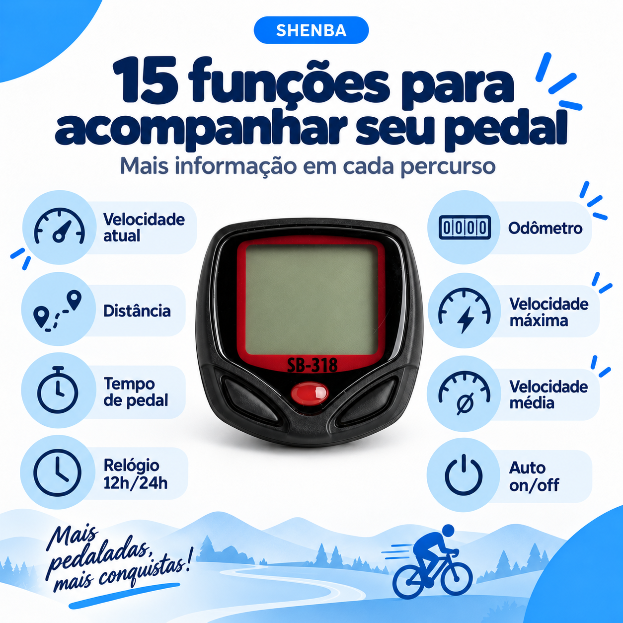 Odômetro Shenba para Bicicleta e Monitoramento de Percurso