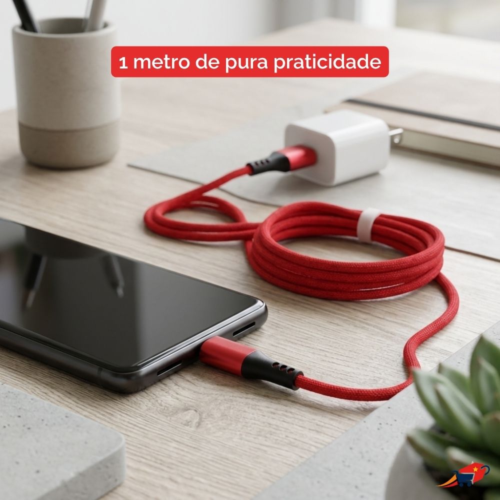 Cabo Carregador Misaki Vermelho 1 m